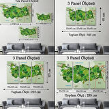 Komşulu İl ve İlçe Detaylı Türkiye Haritası, Harita Dekoratif Kanvas Tablo, Duvar Dekoru 3007