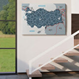 Komşulu İl ve İlçe Detaylı Türkiye Haritası, Harita Dekoratif Kanvas Tablo, Duvar Dekoru 3009