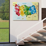 Komşulu İl ve İlçe Detaylı Türkiye Haritası, Harita Dekoratif Kanvas Tablo, Duvar Dekoru 3021