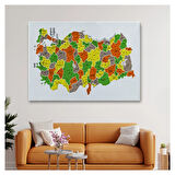 Eğitici İl ve İlçe Detaylı Türkiye Haritası, Harita Dekoratif Kanvas Tablo, Duvar Dekoru 3027