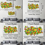 Eğitici İl ve İlçe Detaylı Türkiye Haritası, Harita Dekoratif Kanvas Tablo, Duvar Dekoru 3027