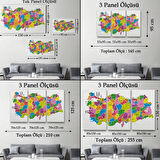 Eğitici İl ve İlçe Detaylı Türkiye Haritası, Harita Dekoratif Kanvas Tablo, Duvar Dekoru 3029