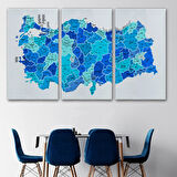 Eğitici İl ve İlçe Detaylı Türkiye Haritası, Harita Dekoratif Kanvas Tablo, Duvar Dekoru 3030