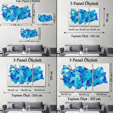 Eğitici İl ve İlçe Detaylı Türkiye Haritası, Harita Dekoratif Kanvas Tablo, Duvar Dekoru 3030