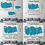 Eğitici İl ve İlçe Detaylı Türkiye Haritası, Harita Dekoratif Kanvas Tablo, Duvar Dekoru 3031