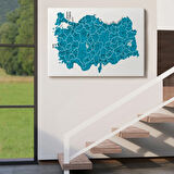 Eğitici İl ve İlçe Detaylı Türkiye Haritası, Harita Dekoratif Kanvas Tablo, Duvar Dekoru 3031