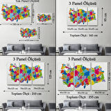 Eğitici İl ve İlçe Detaylı Türkiye Haritası, Harita Dekoratif Kanvas Tablo, Duvar Dekoru 3033