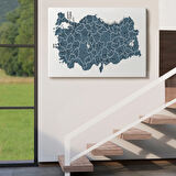 İl ve İlçe Detaylı Eğitici Öğretici Türkiye Haritası Dekoratif Kanvas Tablo, Duvar Dekoru 3037