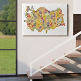 İl ve İlçe Detaylı Eğitici Öğretici Türkiye Haritası Dekoratif Kanvas Tablo, Duvar Dekoru 3042