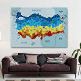 Eğitici Sınır Komşulu Türkiye Haritası, Harita Dekoratif Kanvas Tablo, Duvar Dekoru 3082