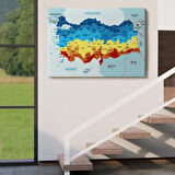 Eğitici Sınır Komşulu Türkiye Haritası, Harita Dekoratif Kanvas Tablo, Duvar Dekoru 3082