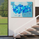 Eğitici Sınır Komşulu Türkiye Haritası, Harita Dekoratif Kanvas Tablo, Duvar Dekoru 3086