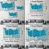 Eğitici Sınır Komşulu Türkiye Haritası, Harita Dekoratif Kanvas Tablo, Duvar Dekoru 3087