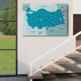 Eğitici Sınır Komşulu Türkiye Haritası, Harita Dekoratif Kanvas Tablo, Duvar Dekoru 3087