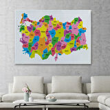 Eğitici Türkiye Haritası, Harita Dekoratif Kanvas Tablo, Duvar Dekoru 3113