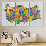 Eğitici Türkiye Haritası, Harita Dekoratif Kanvas Tablo, Duvar Dekoru 3113