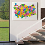 Eğitici Türkiye Haritası, Harita Dekoratif Kanvas Tablo, Duvar Dekoru 3113