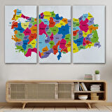 Eğitici Türkiye Haritası, Harita Dekoratif Kanvas Tablo, Duvar Dekoru 3117