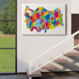 Eğitici Türkiye Haritası, Harita Dekoratif Kanvas Tablo, Duvar Dekoru 3117