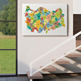 Eğitici Türkiye Haritası, Harita Dekoratif Kanvas Tablo, Duvar Dekoru 3118