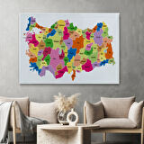 Eğitici Türkiye Haritası, Harita Dekoratif Kanvas Tablo, Duvar Dekoru 3120