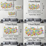 Eğitici Türkiye Haritası, Harita Dekoratif Kanvas Tablo, Duvar Dekoru 3123