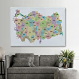 Eğitici Türkiye Haritası, Harita Dekoratif Kanvas Tablo, Duvar Dekoru 3128