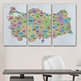 Eğitici Türkiye Haritası, Harita Dekoratif Kanvas Tablo, Duvar Dekoru 3128