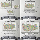 Eğitici Türkiye Haritası, Harita Dekoratif Kanvas Tablo, Duvar Dekoru 3128