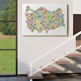 Eğitici Türkiye Haritası, Harita Dekoratif Kanvas Tablo, Duvar Dekoru 3128