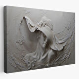 Şapkalı Kadın Kabartma Görünümlü Dekoratif Kanvas Tablo, Duvar Dekoru 3424