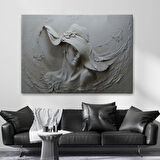 Şapkalı Kadın Kabartma Görünümlü Dekoratif Kanvas Tablo, Duvar Dekoru 3424