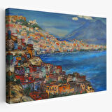 Yağlıboya Görünüm Napoli Manzarası Dekoratif Kanvas Tablo, Duvar Dekoru 3435