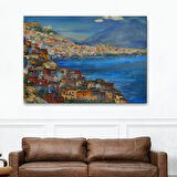 Yağlıboya Görünüm Napoli Manzarası Dekoratif Kanvas Tablo, Duvar Dekoru 3435