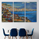 Yağlıboya Görünüm Napoli Manzarası Dekoratif Kanvas Tablo, Duvar Dekoru 3435
