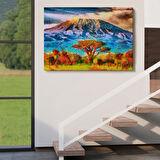 Kilimanjaro Dağı Manzarası Tanzanya Dekoratif Kanvas Tablo, Duvar Dekoru 3480
