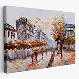 Yağlıboya Görünüm Paristen Sokaklar Dekoratif Kanvas Tablo, Duvar Dekoru 3483