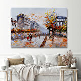 Yağlıboya Görünüm Paristen Sokaklar Dekoratif Kanvas Tablo, Duvar Dekoru 3483