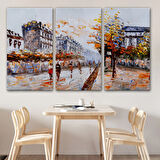 Yağlıboya Görünüm Paristen Sokaklar Dekoratif Kanvas Tablo, Duvar Dekoru 3483