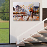 Yağlıboya Görünüm Paristen Sokaklar Dekoratif Kanvas Tablo, Duvar Dekoru 3483