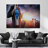 Süper Kahraman Beyaz Yakalı Dekoratif Kanvas Tablo, Duvar Dekoru 3492