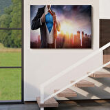 Süper Kahraman Beyaz Yakalı Dekoratif Kanvas Tablo, Duvar Dekoru 3492