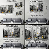 Yağlıboya Görünüm Sarı Taksi ve NewYork Sokakları Dekoratif Kanvas Tablo, Duvar Dekoru 3500