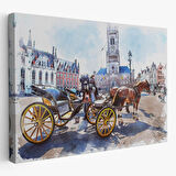 Belçika Brugge Tarihi Kasaba Dekoratif Kanvas Tablo, Duvar Dekoru 3512