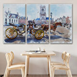 Belçika Brugge Tarihi Kasaba Dekoratif Kanvas Tablo, Duvar Dekoru 3512