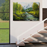 Karlı Dağlar ve İlkbahar Dekoratif Kanvas Tablo, Duvar Dekoru 3527