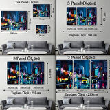 Yağlıboya Görünüm NewYork Gece Manzarası Dekoratif Kanvas Tablo, Duvar Dekoru 3533