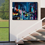 Yağlıboya Görünüm NewYork Gece Manzarası Dekoratif Kanvas Tablo, Duvar Dekoru 3533