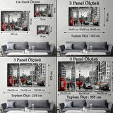 İngiltere Londra Kırmızı ve Siyah Ton Yağlıboya Görünüm Dekoratif Kanvas Tablo, Duvar Dekoru 3543