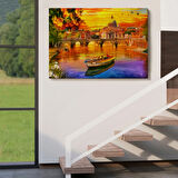 Aziz Petrus Katedrali ve Tiber Nehri İtalya Dekoratif Kanvas Tablo, Duvar Dekoru 3544